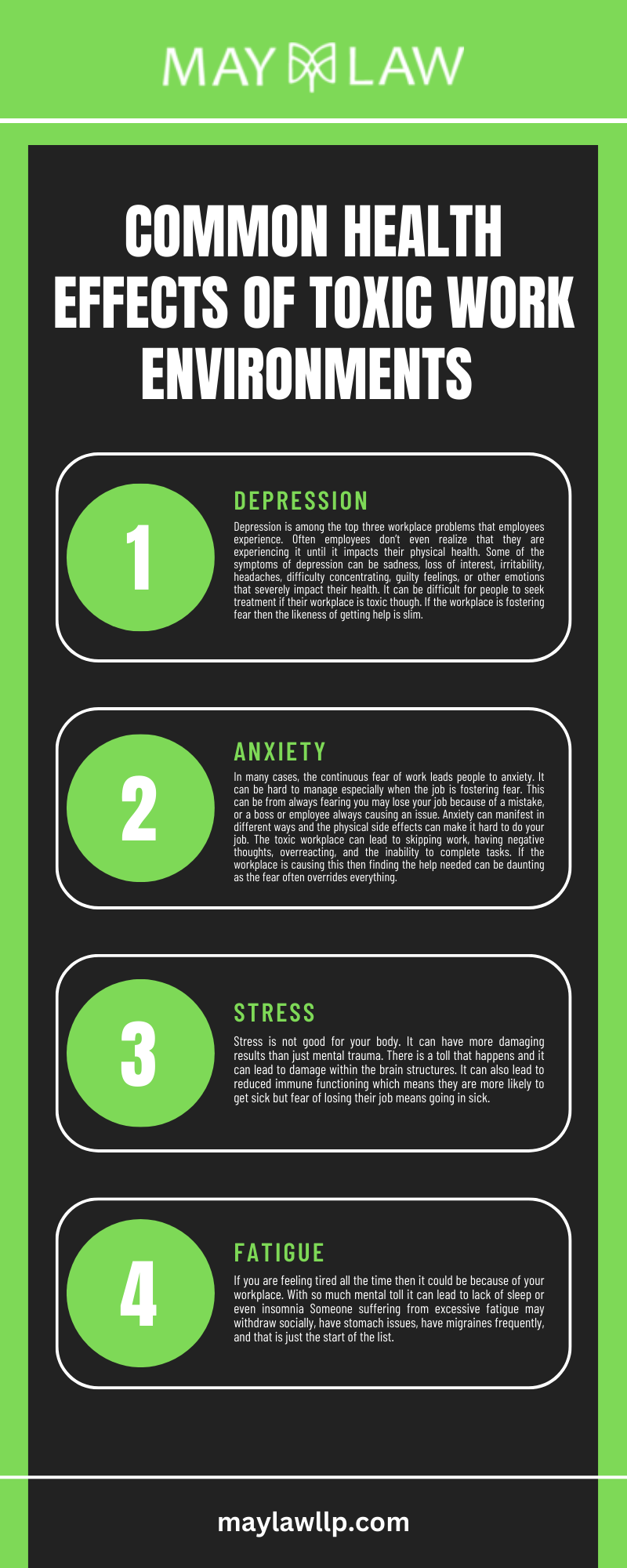 COMMON HEALTH EFFECTS OF TOXIC WORK ENVIRONMENTS INFOGRAPHIC